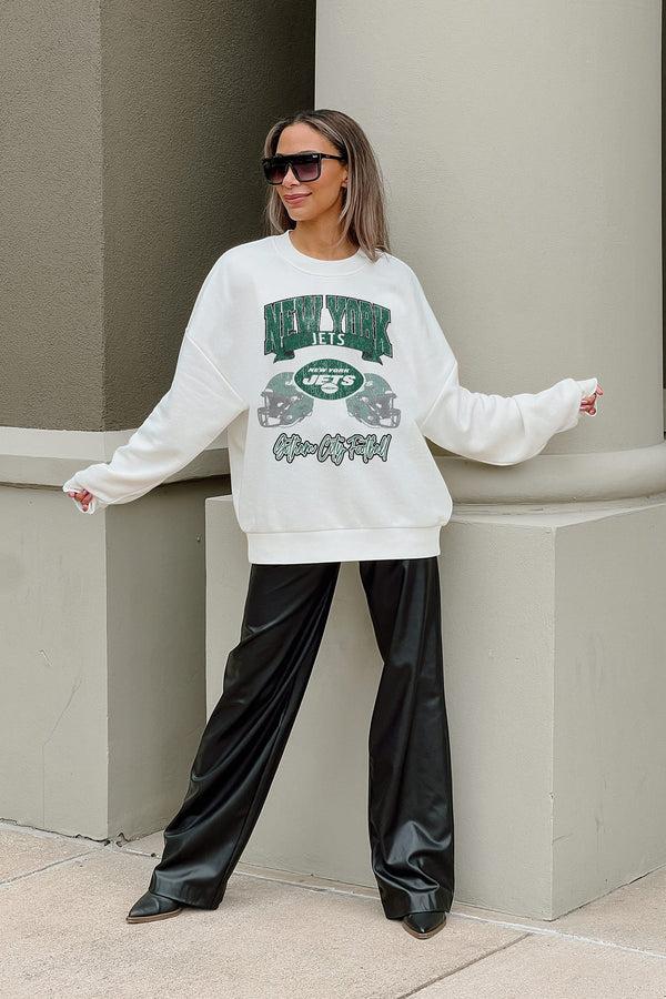 gameday couture NEW YORK JETS Passing Time Fleece Crewneck Pullover