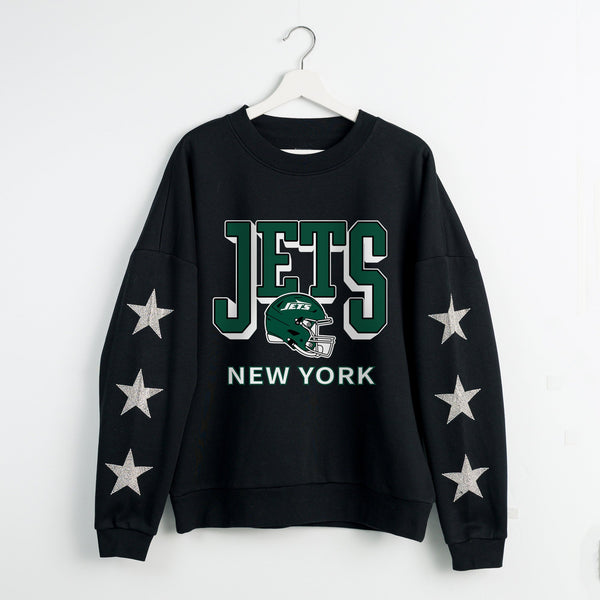 gameday couture NEW YORK JETS PURE VICTORY STAR EMBELLISHED CREW SWEATSHIRT