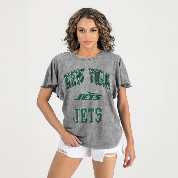 Gameday Couture NEW YORK JETS VICTORY MODE FLUTTER SLEEVE TEE IN GREY