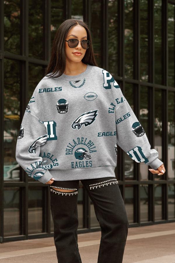 gameday couture PHILADELPHIA EAGLES ALWAYS ON REPEAT PREMIUM FLEECE CREW SWEATSHIRT