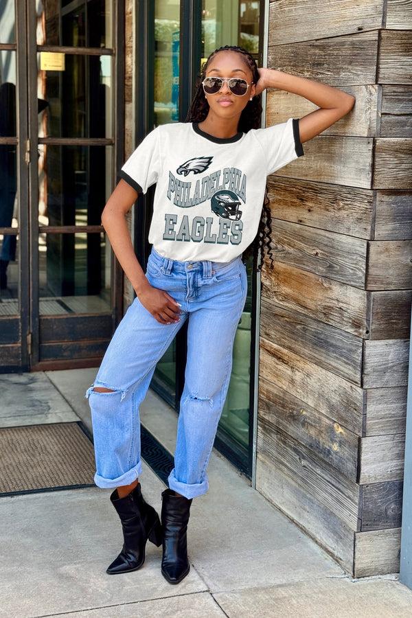 Gameday Couture PHILADELPHIA EAGLES HARD EARNED VINTAGE RINGER TEE