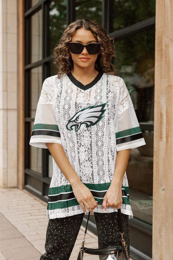 Gameday Couture PHILADELPHIA EAGLES HIGH NOTE LACE FASHION TOP