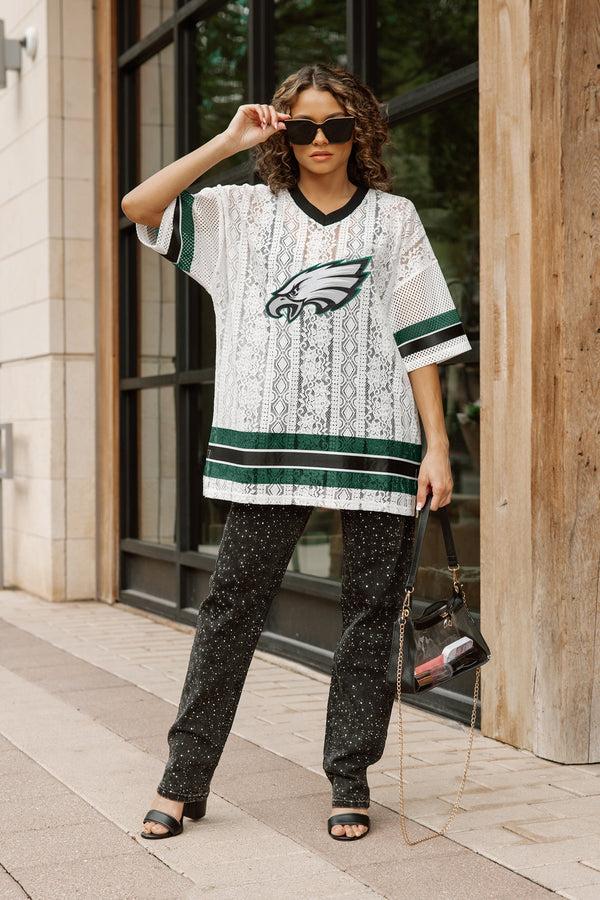 Gameday Couture PHILADELPHIA EAGLES HIGH NOTE LACE FASHION TOP