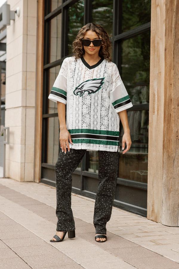 gameday couture PHILADELPHIA EAGLES HIGH NOTE LACE FASHION TOP