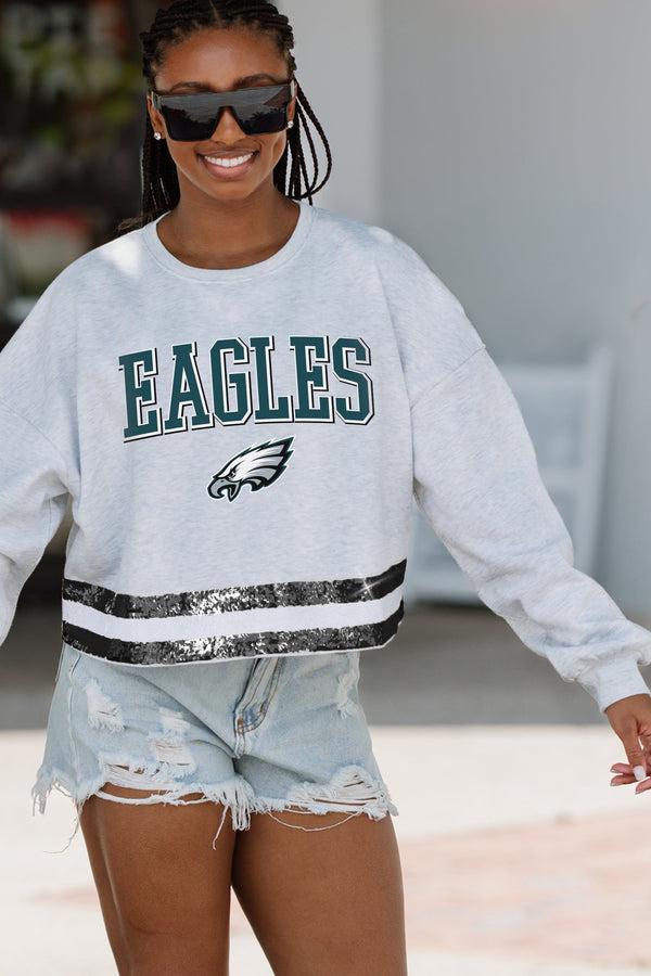 Gameday Couture PHILADELPHIA EAGLES Pass The Shine Long-Sleeve Metallic-Stripe Top