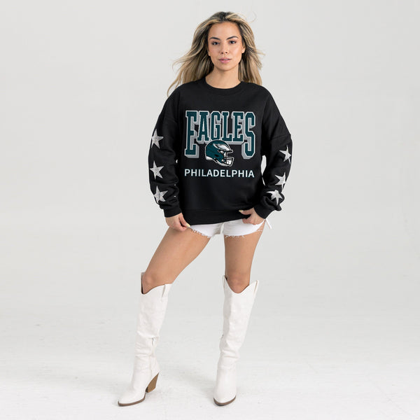 Gameday Couture PHILADELPHIA EAGLES PURE VICTORY STAR EMBELLISHED CREW SWEATSHIRT