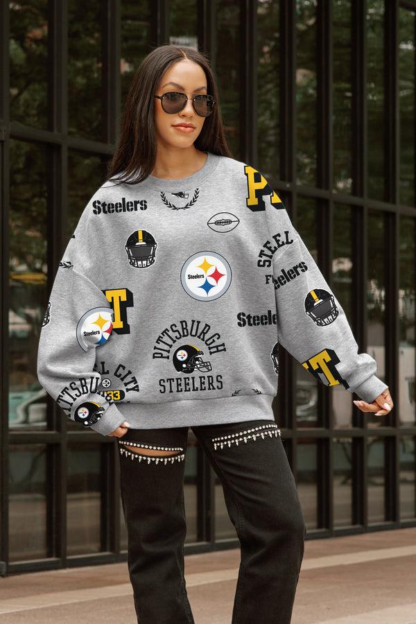 gameday couture PITTSBURGH STEELERS ALWAYS ON REPEAT PREMIUM FLEECE CREW SWEATSHIRT