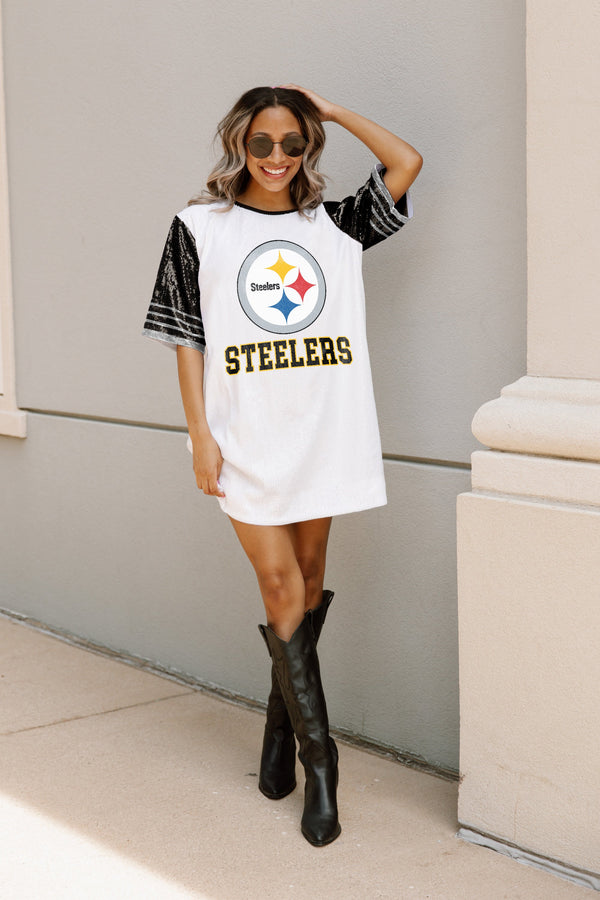 Gameday Couture PITTSBURGH STEELERS Chic Champs Sequin Jersey Dress
