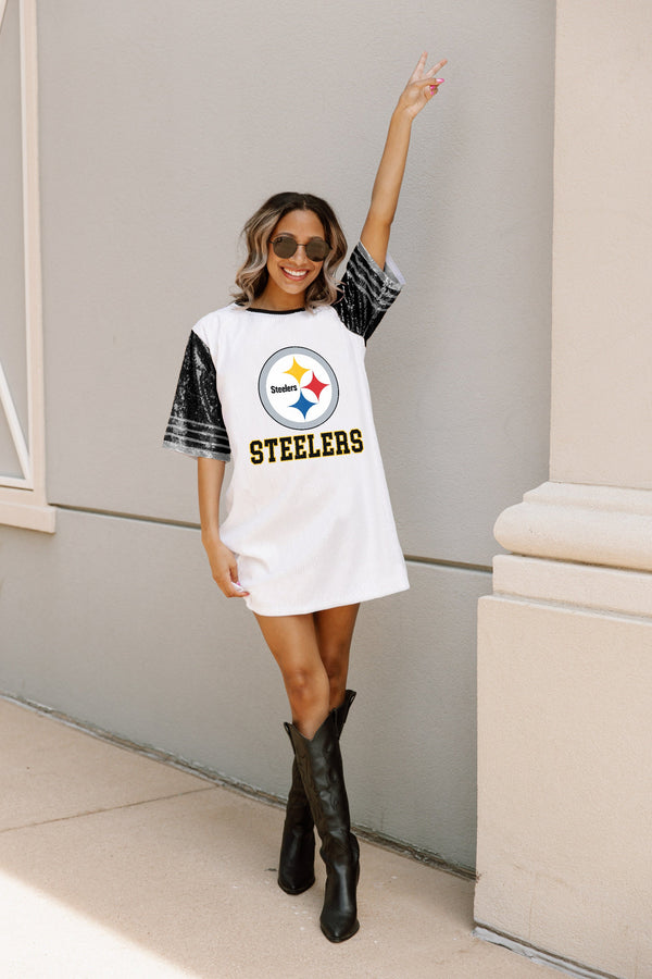 Gameday Couture PITTSBURGH STEELERS Chic Champs Sequin Jersey Dress