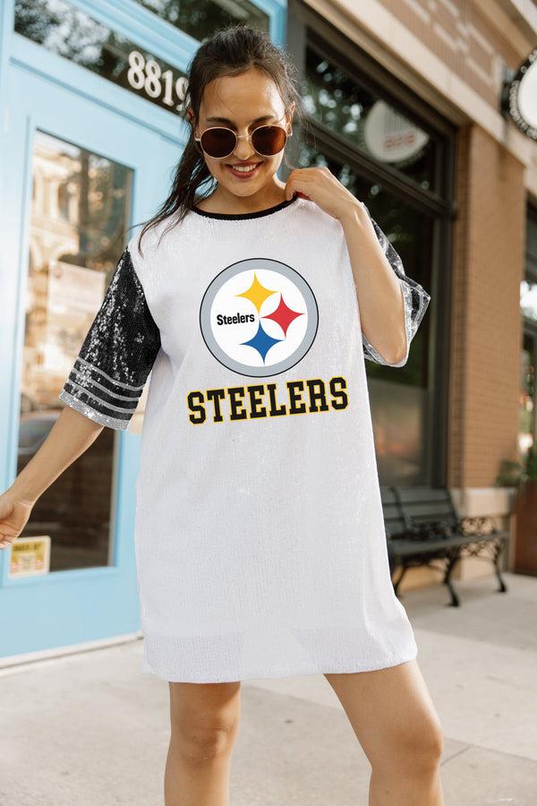 Gameday Couture PITTSBURGH STEELERS Chic Champs Sequin Jersey Dress