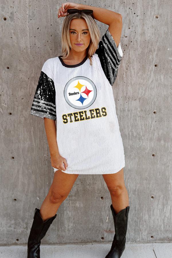 gameday couture PITTSBURGH STEELERS Chic Champs Sequin Jersey Dress