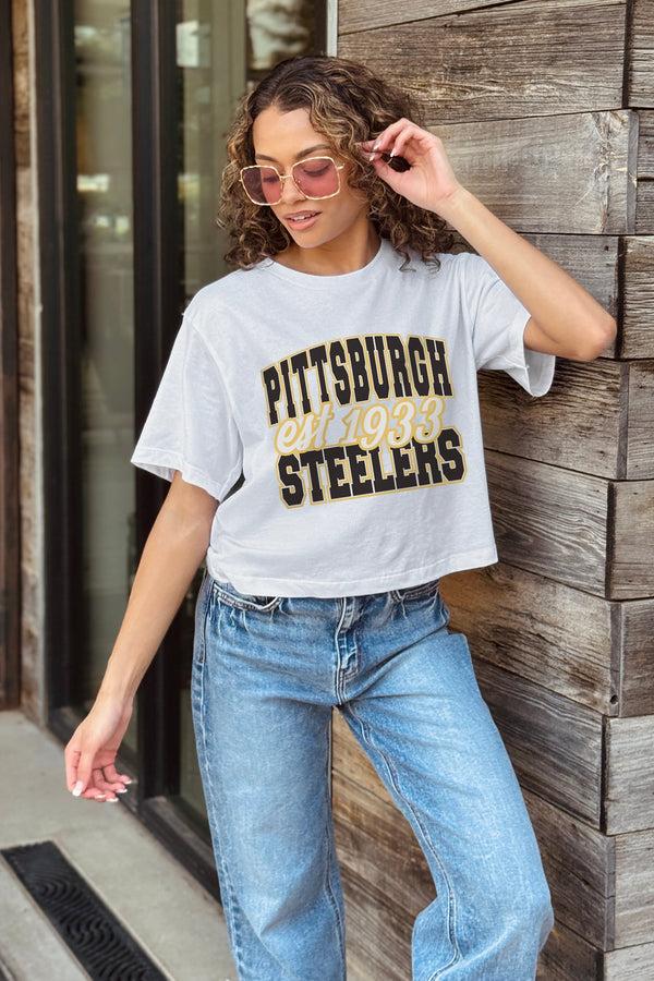 Gameday Couture PITTSBURGH STEELERS DEEP ROOTS BOXY FIT CROPPED TEE