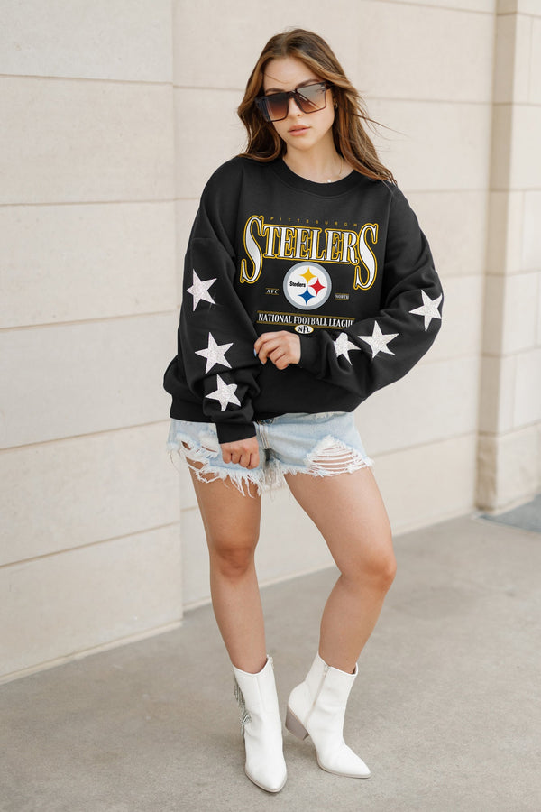 Gameday Couture PITTSBURGH STEELERS Gameday Glimmer Embellished Star-Sleeve Pullover