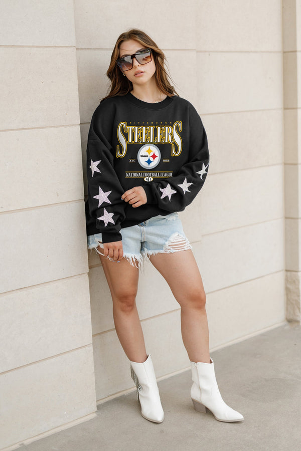 gameday couture PITTSBURGH STEELERS Gameday Glimmer Embellished Star-Sleeve Pullover