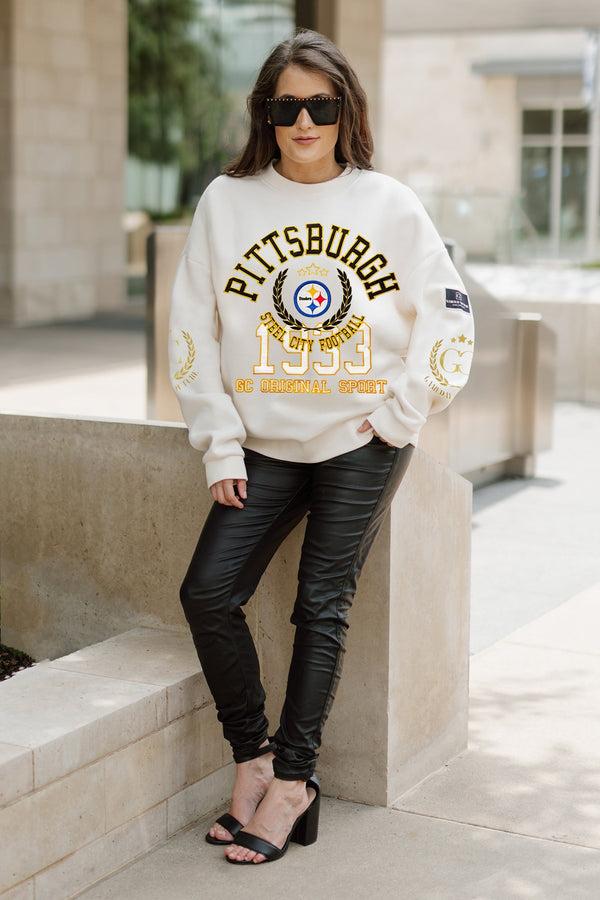 Gameday Couture PITTSBURGH STEELERS Gameday Slay Fleece Drop-Shoulder Crewneck