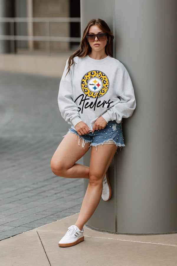 gameday couture PITTSBURGH STEELERS Going Wild Fleece Drop-Shoulder Pullover