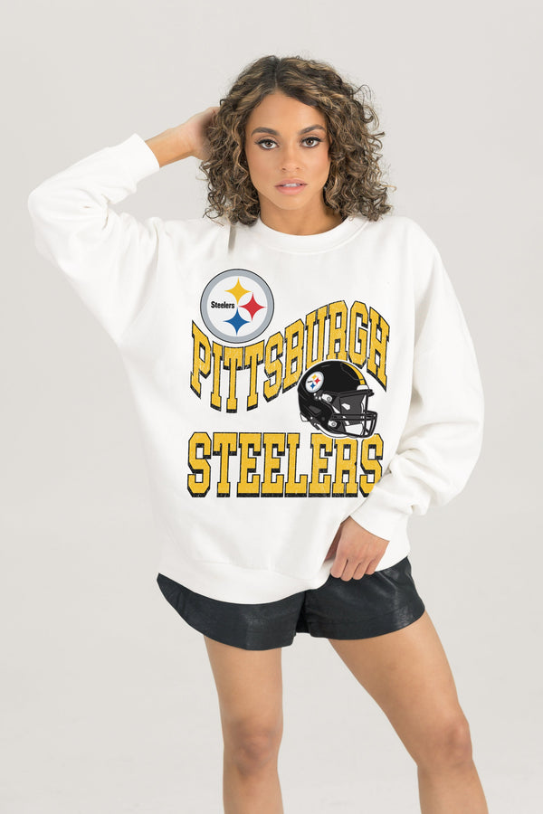 Gameday Couture PITTSBURGH STEELERS HARD EARNED PREMIUM FLEECE CREWNECK PULLOVER