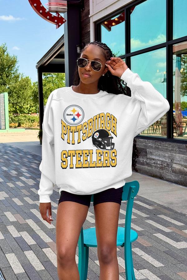 Gameday Couture PITTSBURGH STEELERS HARD EARNED PREMIUM FLEECE CREWNECK PULLOVER