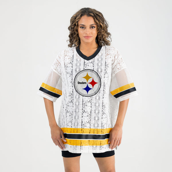 Gameday Couture PITTSBURGH STEELERS HIGH NOTE LACE FASHION TOP