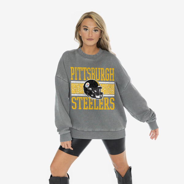 gameday couture PITTSBURGH STEELERS In The Wild Oversized Crewneck Fleece
