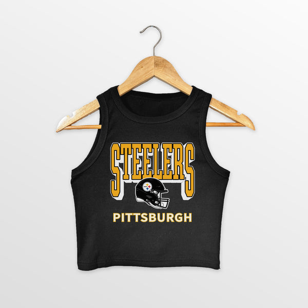 gameday couture PITTSBURGH STEELERS PURE VICTORY ESSENTIAL RIBBED CROP TANK