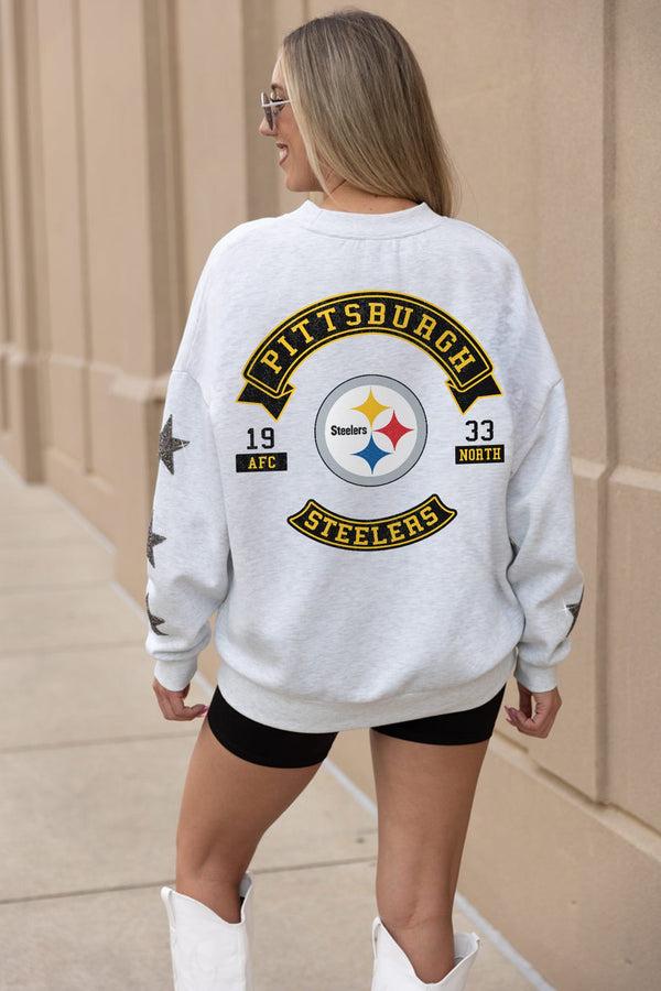 Gameday Couture PITTSBURGH STEELERS Ready For It Star-Sleeve Crewneck Pullover