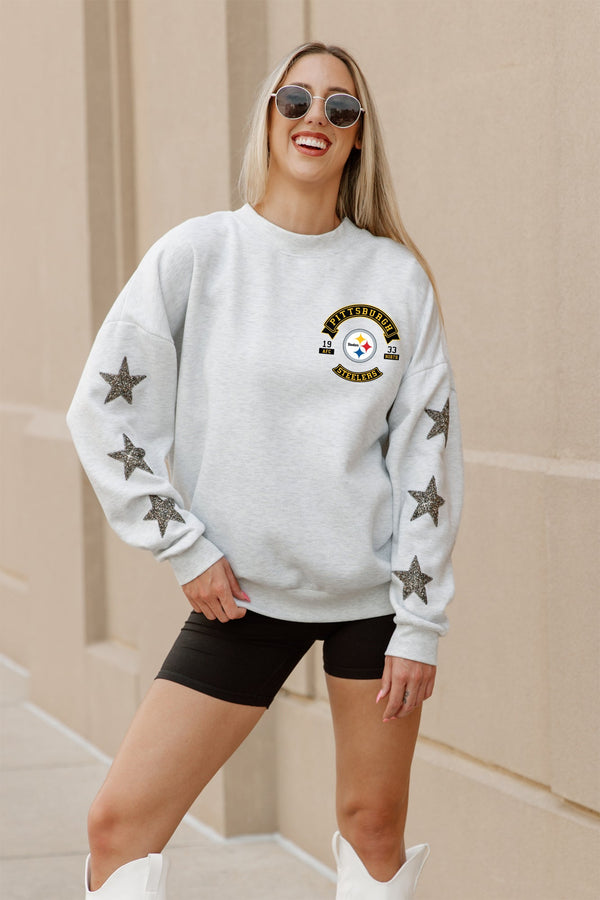 Gameday Couture PITTSBURGH STEELERS Ready For It Star-Sleeve Crewneck Pullover