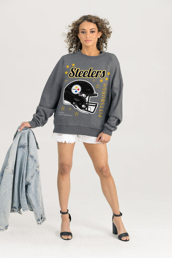 Gameday Couture PITTSBURGH STEELERS Ready To Rumble Fleece Crewneck Pullover