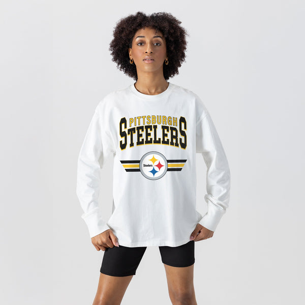Gameday Couture PITTSBURGH STEELERS SWIFT STRIKE ESSENTIAL RELAXED FIT LONG SLEEVE TEE