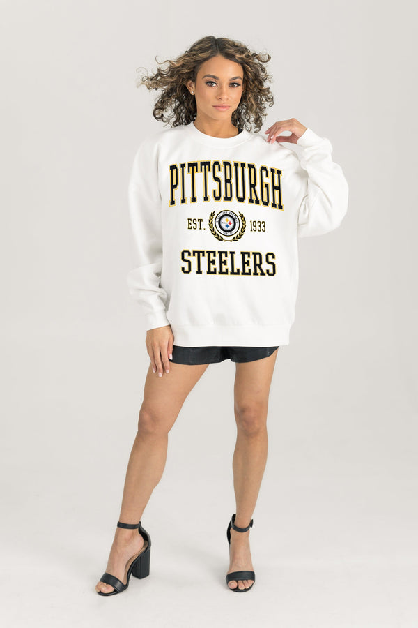 Gameday Couture PITTSBURGH STEELERS Timeless Triumph Fleece Crewneck Pullover