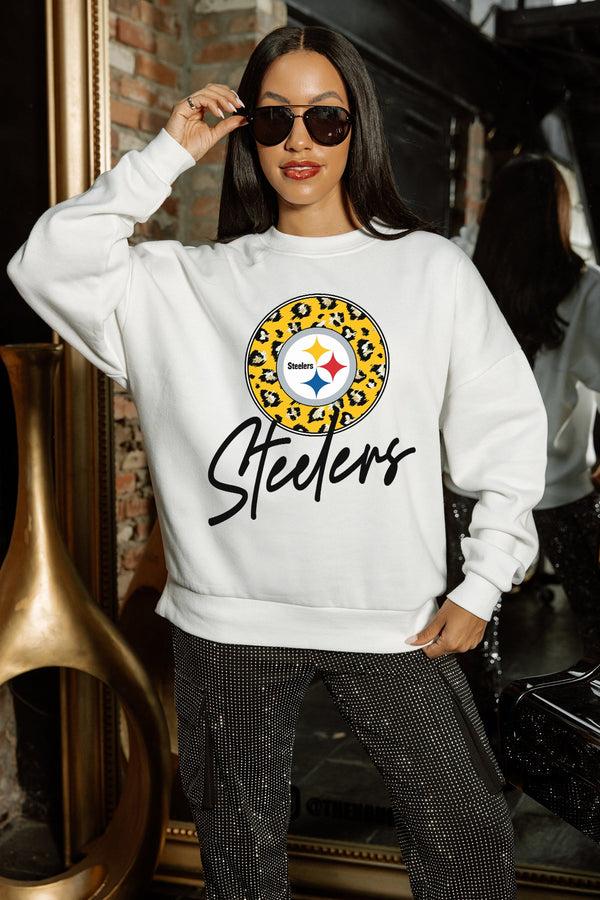 Gameday Couture PITTSBURGH STEELERS WILD BREAKTHROUGH PREMIUM FLEECE CREWNECK PULLOVER