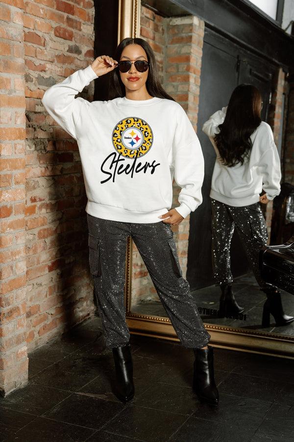 gameday couture PITTSBURGH STEELERS WILD BREAKTHROUGH PREMIUM FLEECE CREWNECK PULLOVER