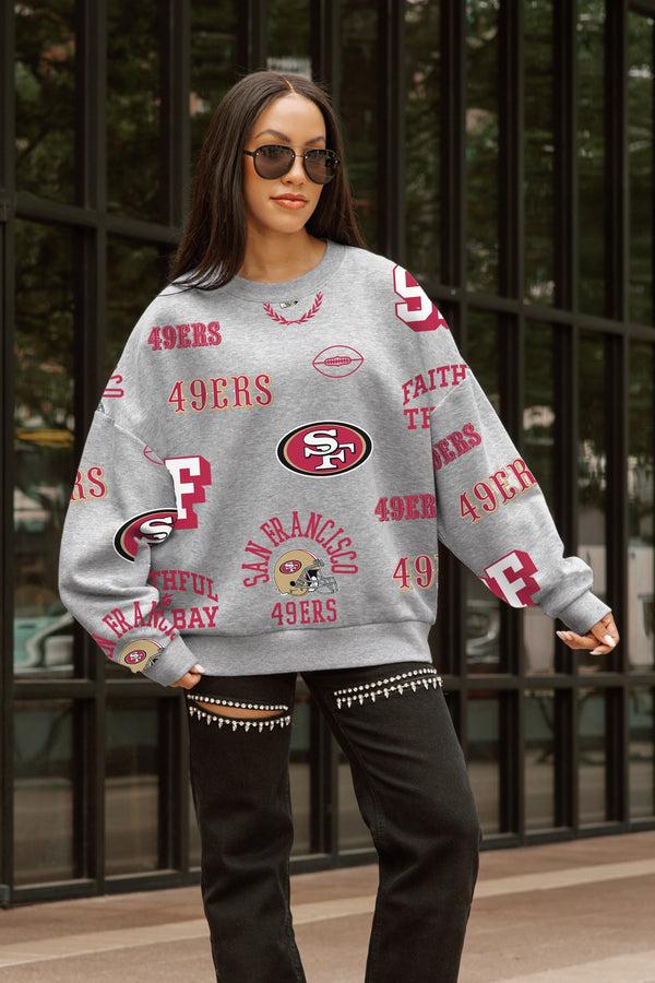 gameday couture SAN FRANCISCO 49ERS ALWAYS ON REPEAT PREMIUM FLEECE CREW SWEATSHIRT