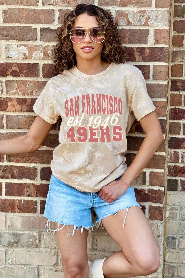 Gameday Couture SAN FRANCISCO 49ERS DEEP ROOTS BLEACH WASH TEE