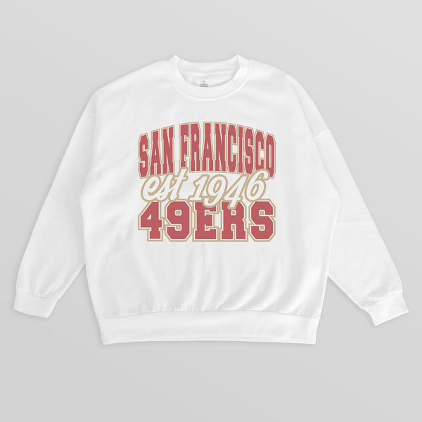 gameday couture SAN FRANCISCO 49ERS FADED FORMATION PREMIUM FLEECE CREWNECK PULLOVER