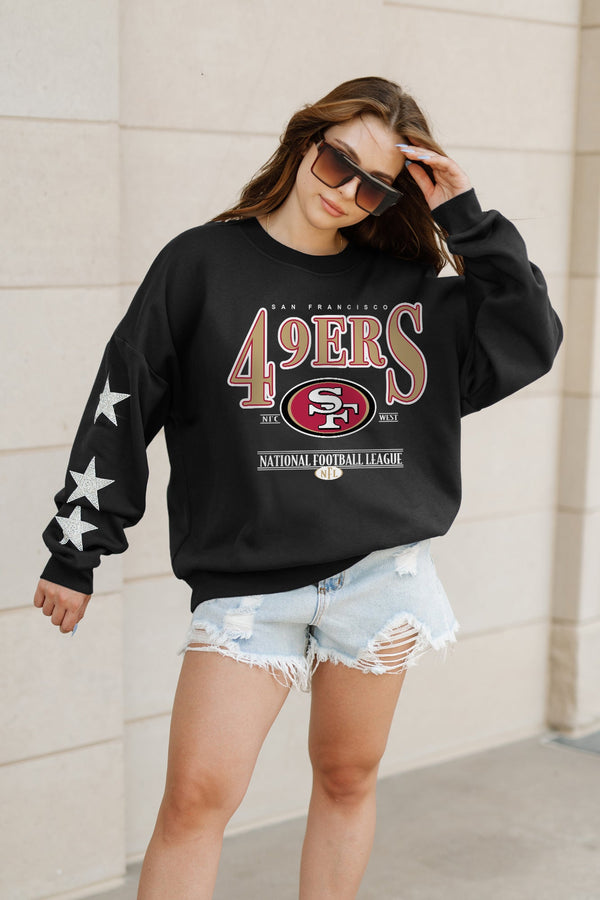 Gameday Couture SAN FRANCISCO 49ERS Gameday Glimmer Embellished Star-Sleeve Pullover