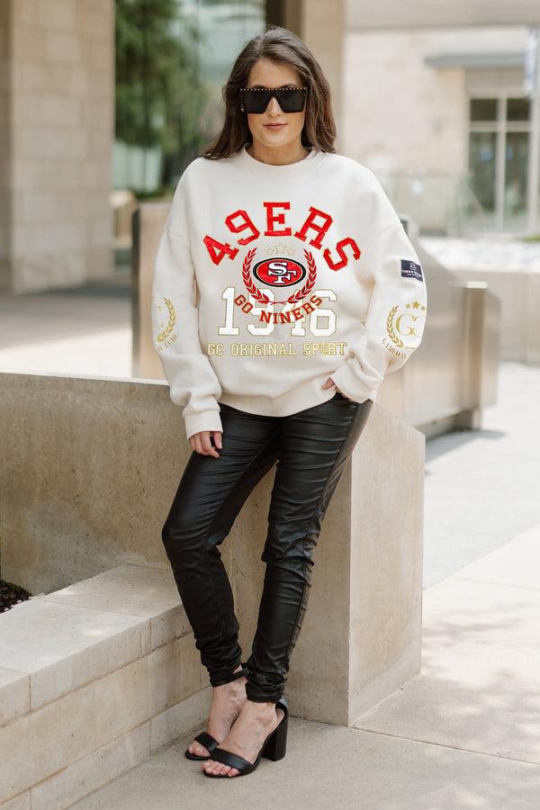 Gameday Couture SAN FRANCISCO 49ERS Gameday Slay Fleece Drop-Shoulder Crewneck