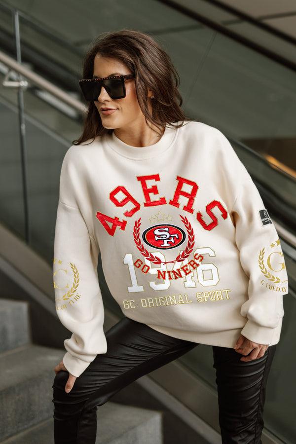 Gameday Couture SAN FRANCISCO 49ERS Gameday Slay Fleece Drop-Shoulder Crewneck