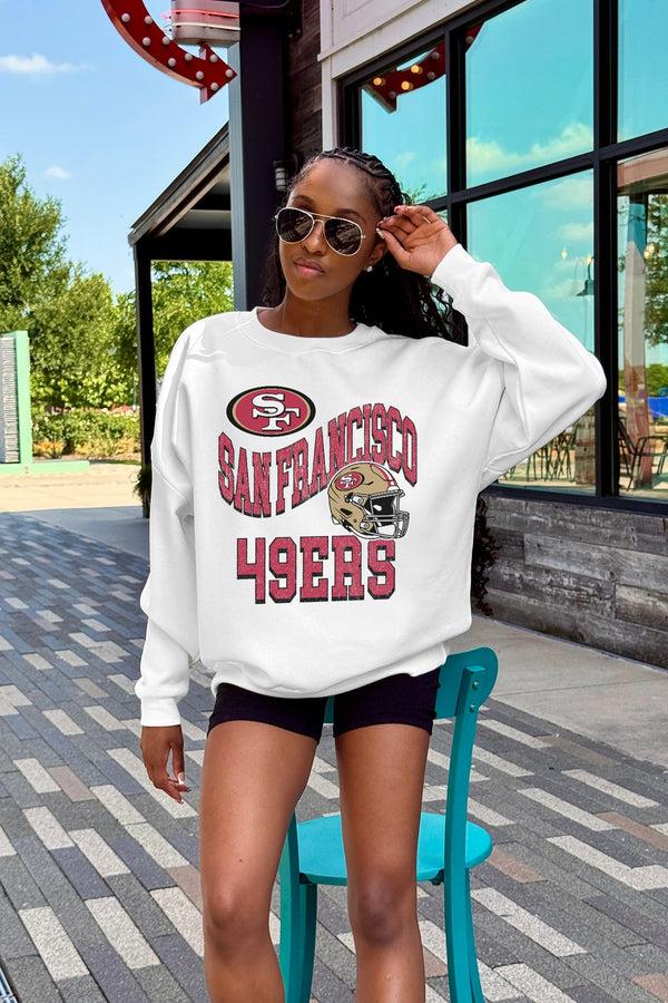 Gameday Couture SAN FRANCISCO 49ERS HARD EARNED PREMIUM FLEECE CREWNECK PULLOVER