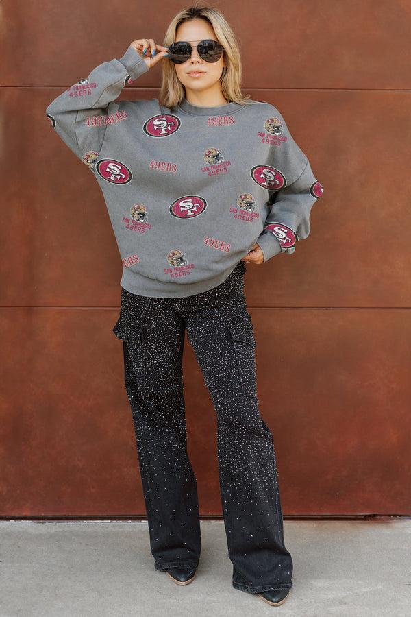 Gameday Couture SAN FRANCISCO 49ERS Playback Vintage-Wash Oversized Fleece Crew