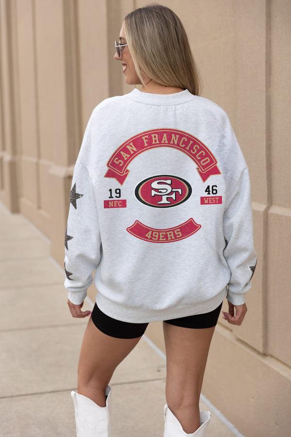 Gameday Couture SAN FRANCISCO 49ERS Ready For It Star-Sleeve Crewneck Pullover