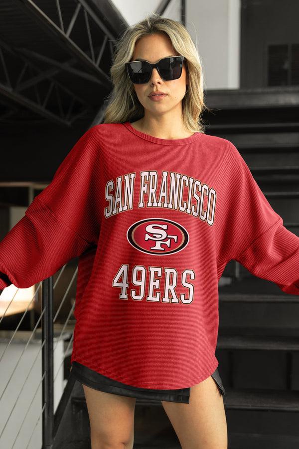 Gameday Couture SAN FRANCISCO 49ERS RELENTLESS VINTAGE WASH CORDED PULLOVER