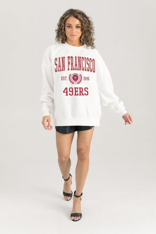 gameday couture SAN FRANCISCO 49ERS Timeless Triumph Fleece Crewneck Pullover
