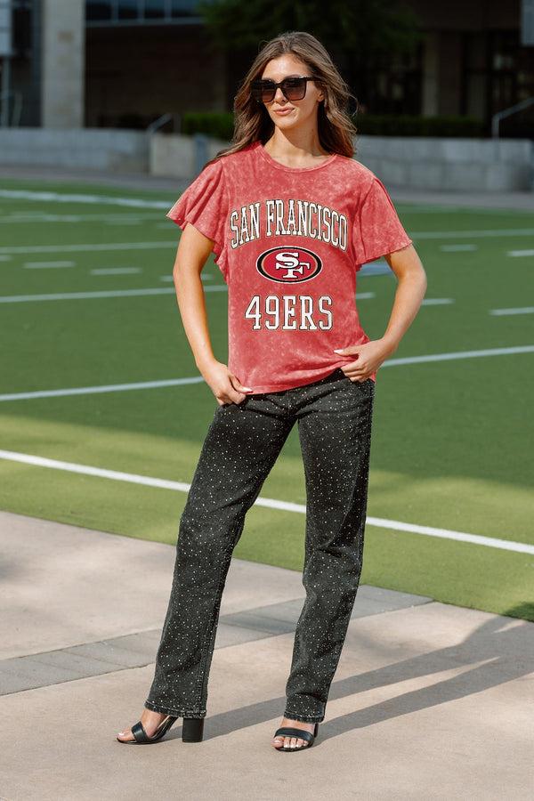 Gameday Couture SAN FRANCISCO 49ERS VICTORY MODE FLUTTER SLEEVE TEE IN RED