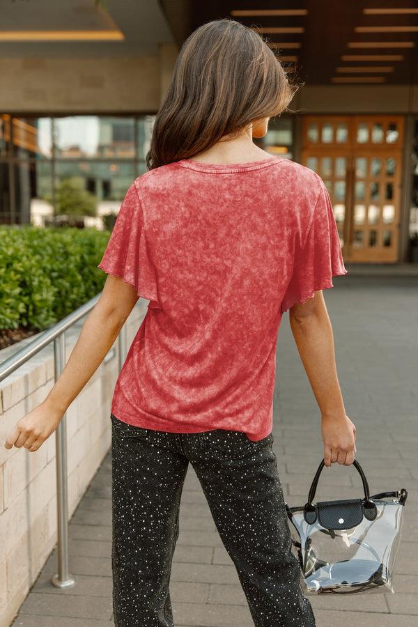 Gameday Couture SAN FRANCISCO 49ERS VICTORY MODE FLUTTER SLEEVE TEE IN RED