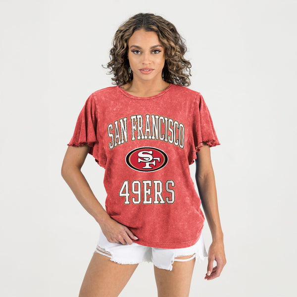 Gameday Couture SAN FRANCISCO 49ERS VICTORY MODE FLUTTER SLEEVE TEE IN RED