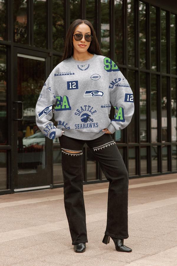 Gameday Couture SEATTLE SEAHAWKS ALWAYS ON REPEAT PREMIUM FLEECE CREW SWEATSHIRT
