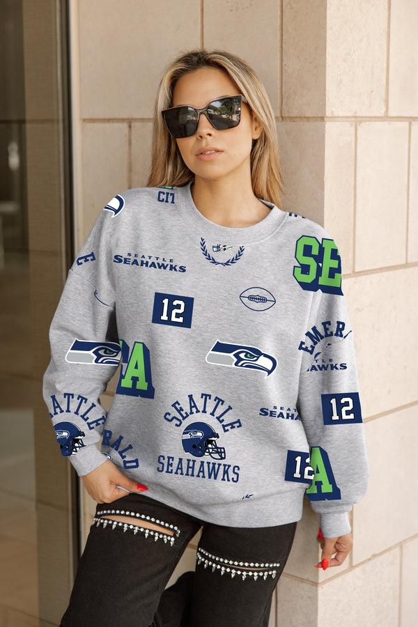 Gameday Couture SEATTLE SEAHAWKS ALWAYS ON REPEAT PREMIUM FLEECE CREW SWEATSHIRT