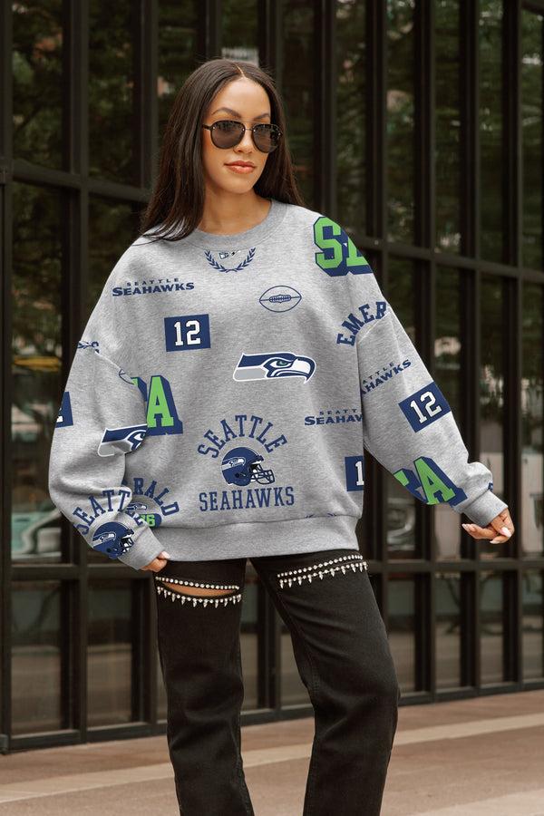 gameday couture SEATTLE SEAHAWKS ALWAYS ON REPEAT PREMIUM FLEECE CREW SWEATSHIRT