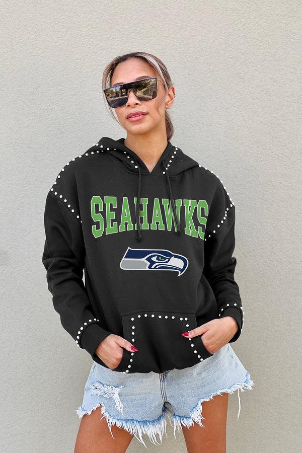 gameday couture SEATTLE SEAHAWKS Catch The Vibe Studded-Detail Hoodie